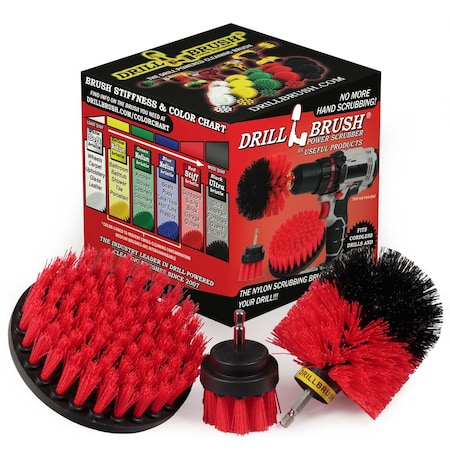 Drill Brush Power Scrubber By Useful Products 5 in W 5 in L Brush, Red R-S-52O-QC-DB